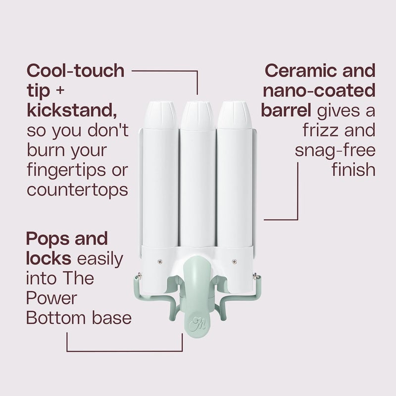 mane -tain the Waves Kit - 1.25" 3 Barrel Hair Waver Styling Attachment & Power Bottom Base to Attach Multiple Hair Styling Irons - For Long-Lasting, Shiny Loose Curls & Beach Waves (2 Count) - Image 3